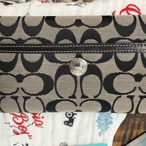 Coach Black and Grey Signature Wallet